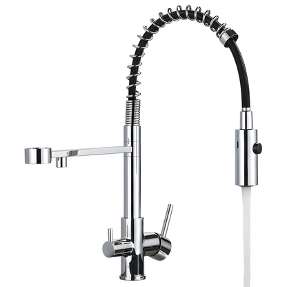 Orin Three-Way Kitchen Faucet with Filter Tap Reverse Osmosis Compatible and Pull-Down Spout