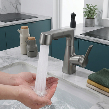 Astra Pull-Out Lift Faucet 360° Rotatable Stainless Steel Sink Mixer