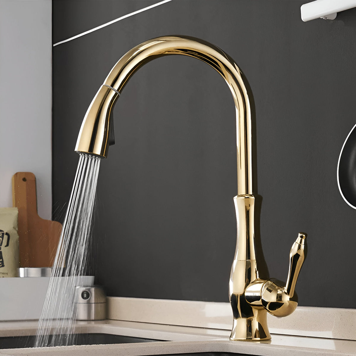 Aurea Luxury Polished Gold Kitchen Faucet