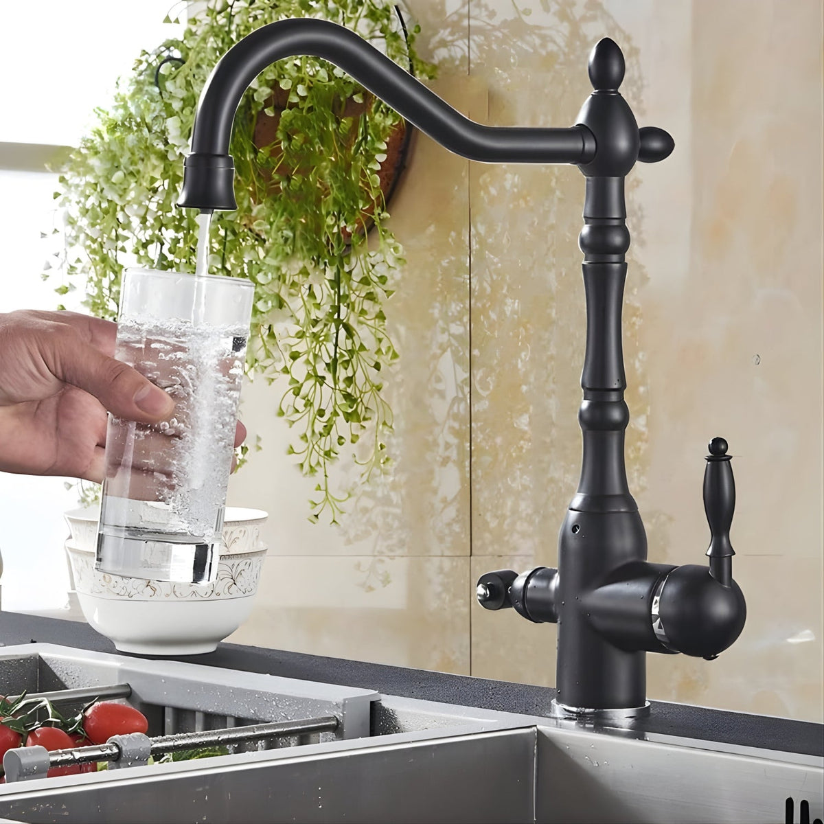 Celia 3-Way Filter Kitchen Faucet with Dual Handles