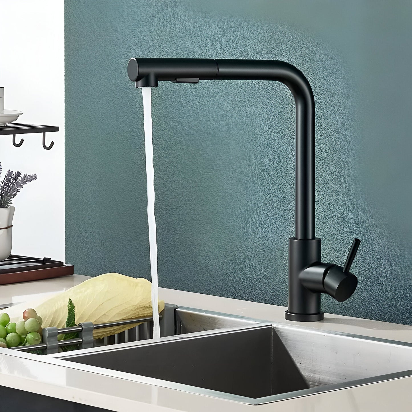 Noir Modern Matte Black Pull-Out Kitchen Faucet