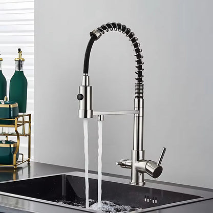 Orin Three-Way Kitchen Faucet with Filter Tap Reverse Osmosis Compatible and Pull-Down Spout
