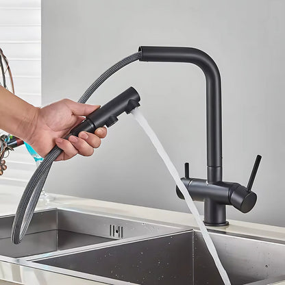Mira Pro Three-Way Pull-Out Kitchen Faucet with Filter Tap Reverse Osmosis Compatible