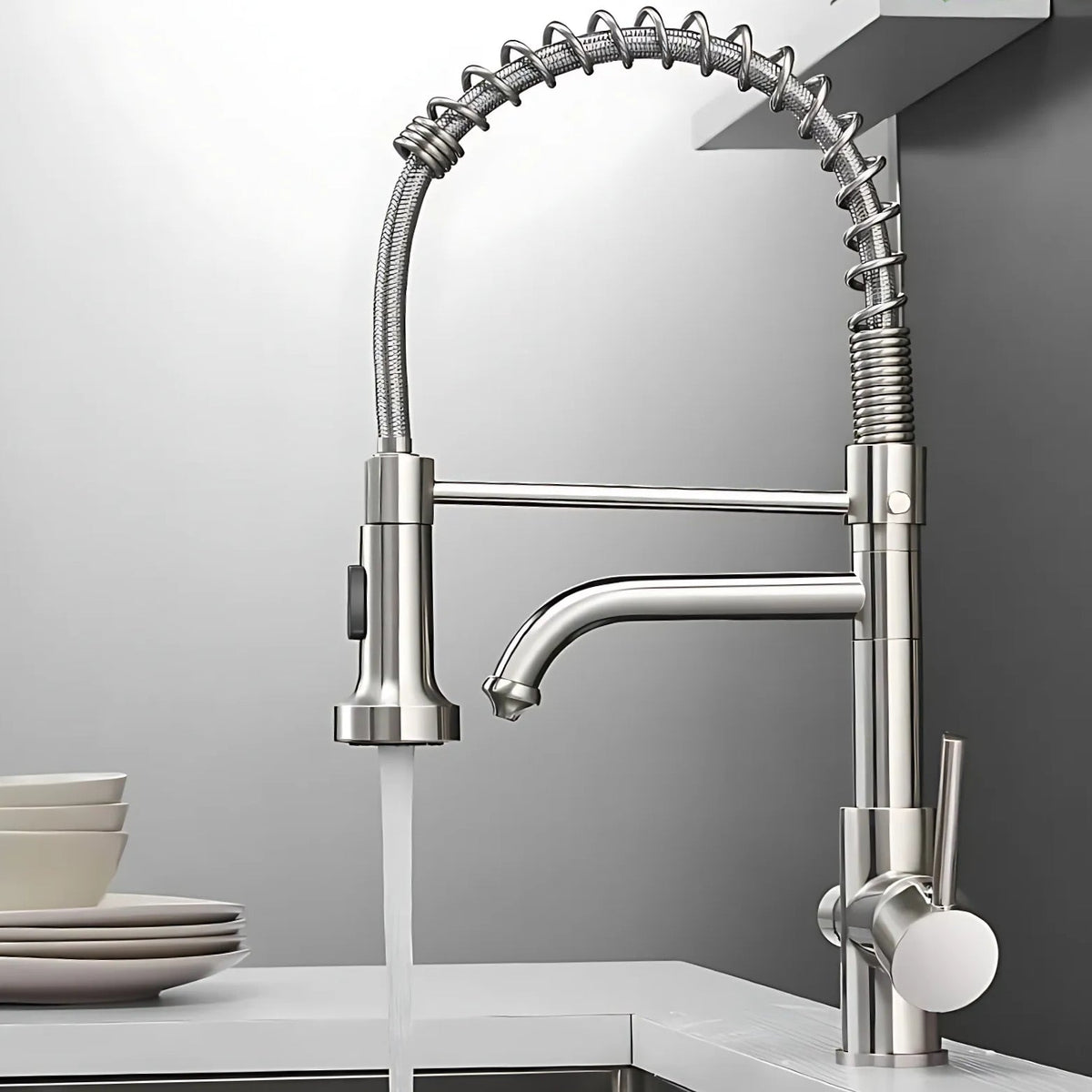 Nilo Three-Way Kitchen Faucet with Filter Tap Reverse Osmosis Compatible and Pull-Down Spout