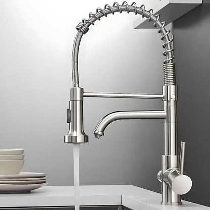 Nilo Three-Way Kitchen Faucet with Filter Tap Reverse Osmosis Compatible and Pull-Down Spout