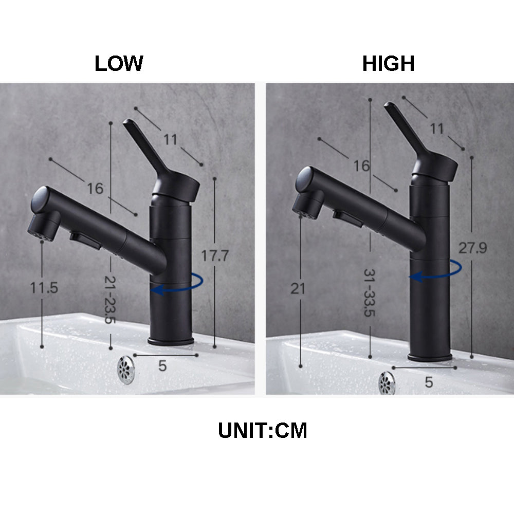 Solvik Modern Single-Hole Pull-Out Bathroom Sink Faucet with 180° Swivel Spout