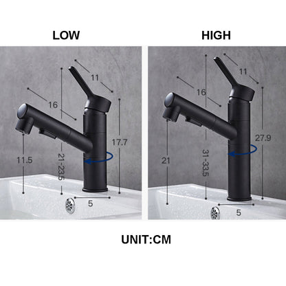 Solvik Modern Single-Hole Pull-Out Bathroom Sink Faucet with 180° Swivel Spout
