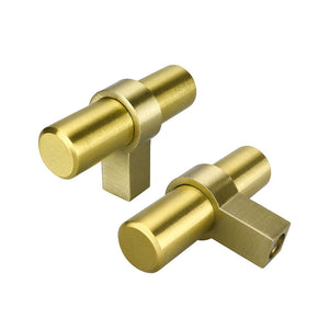 Brushed Brass Round Bar Cabinet Pulls and T-Bar Knobs