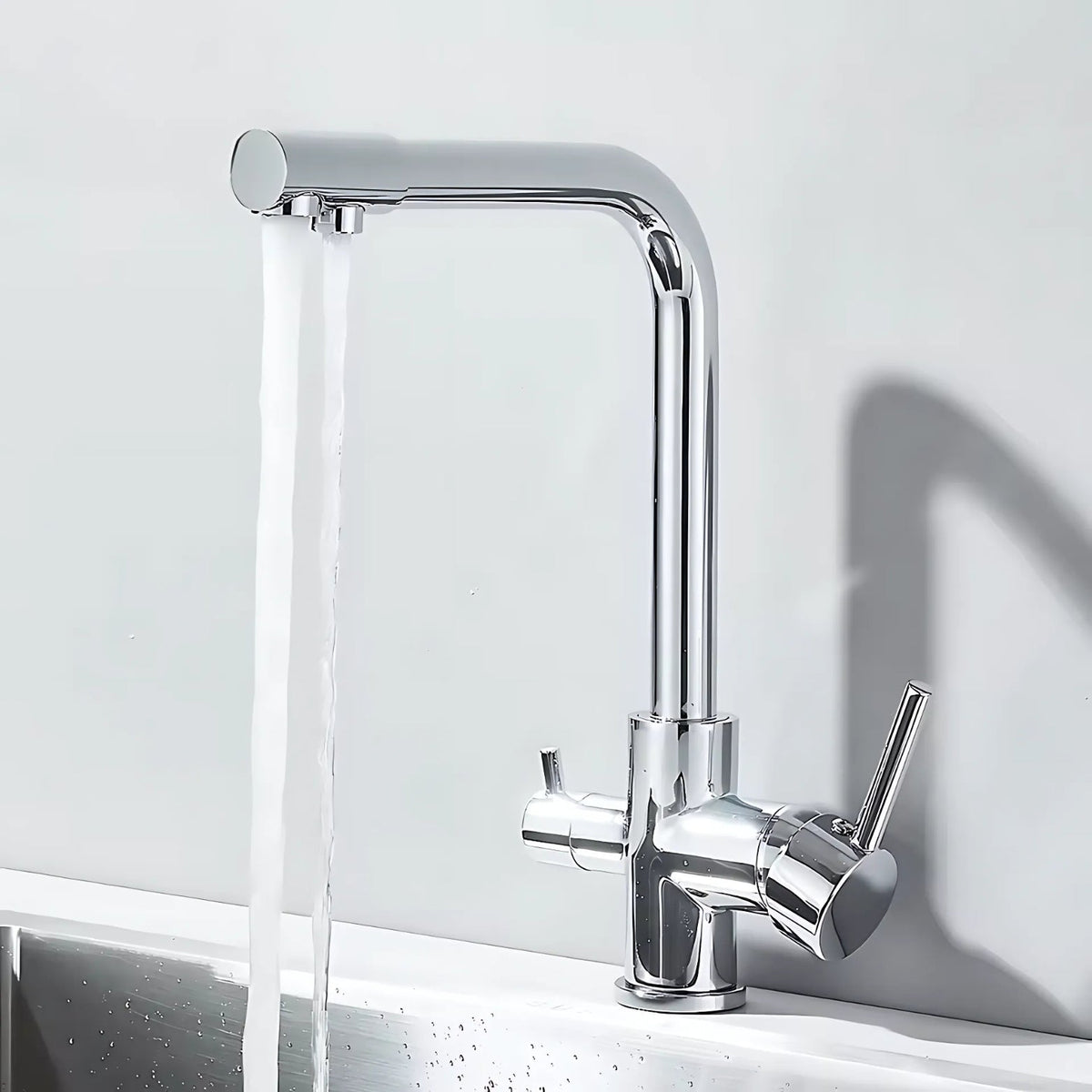 Selma Three-Way Kitchen Faucet with Filter Tap Reverse Osmosis Filters Compatible
