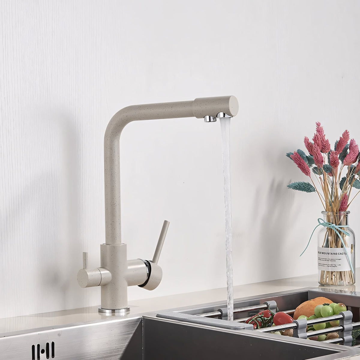 Selma Three-Way Kitchen Faucet with Filter Tap Reverse Osmosis Filters Compatible