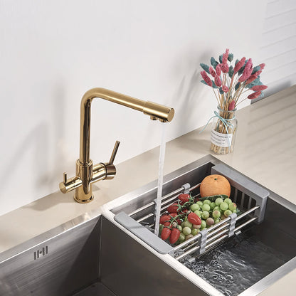 Selma Three-Way Kitchen Faucet with Filter Tap Reverse Osmosis Filters Compatible