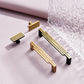 Ribbed Brass Cabinet Handles and Matching Knobs