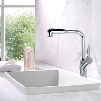 Single Hole Rotatable and Pull-Out Bathroom Faucet