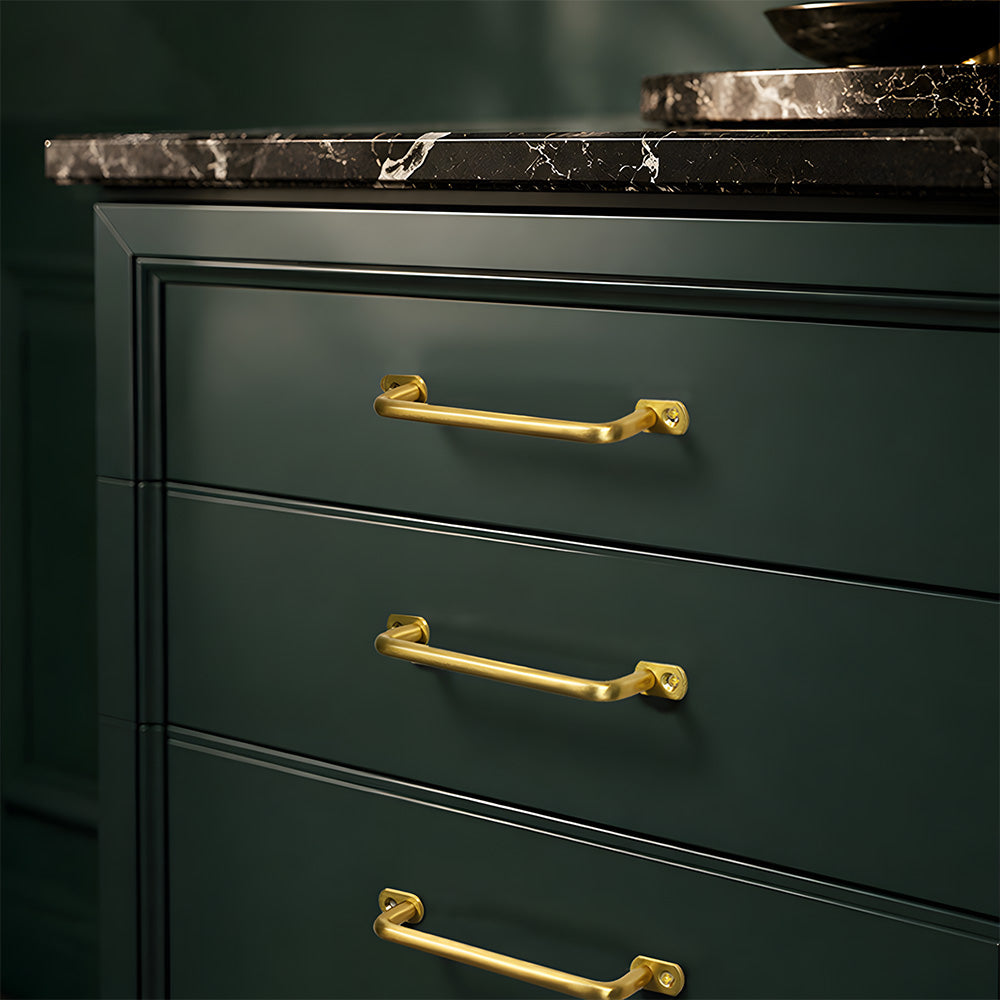 Gold Brass Surface-Mount Cabinet Handles with Backplate Options