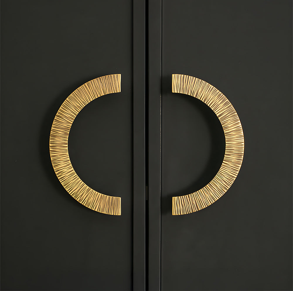 Textured Half Moon Brass Cabinet Pulls and Knobs