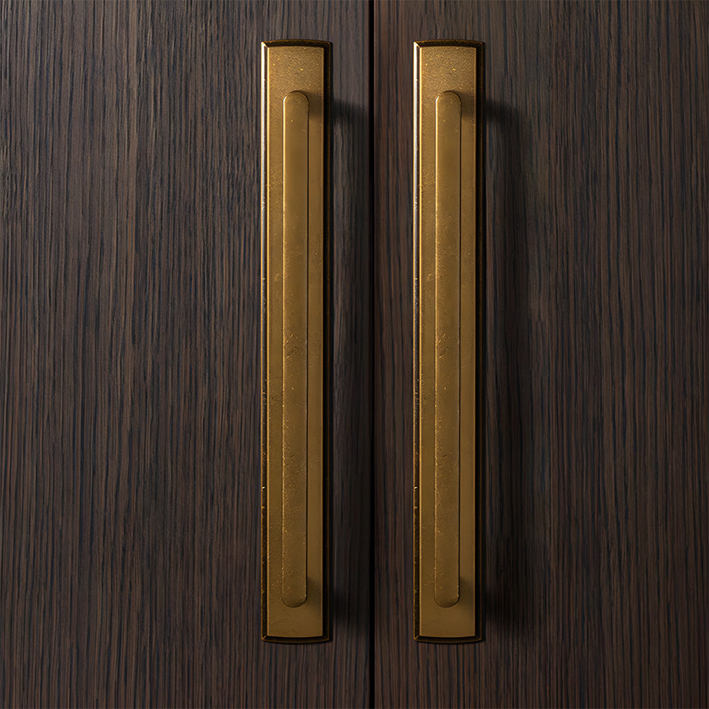 Gold Long Cabinet Pulls with Rectangular Backplate