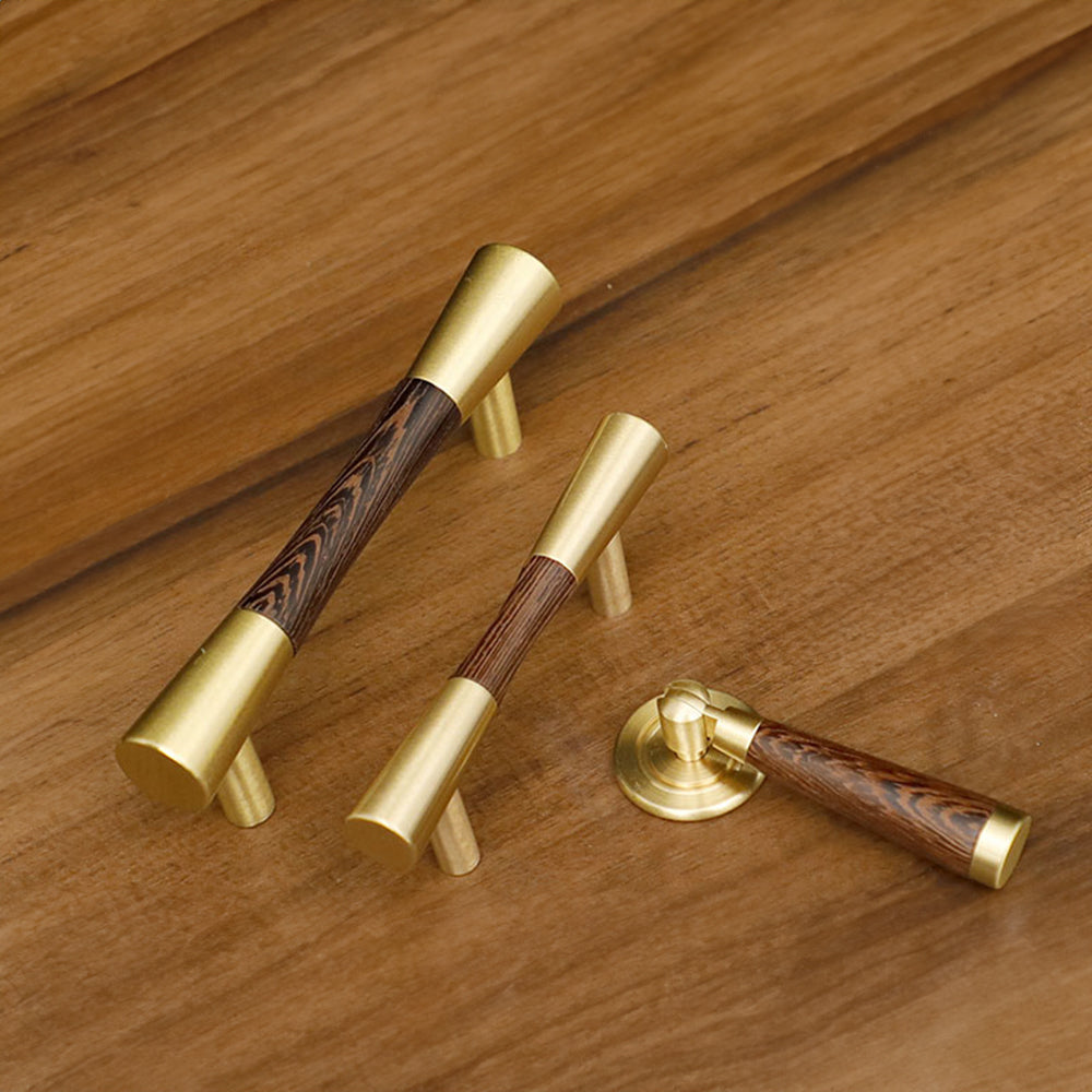 Vintage Brass and Wood Cabinet Pulls for Cabinets and Drawers