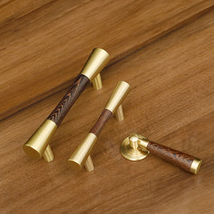 Vintage Brass and Wood Cabinet Pulls for Cabinets and Drawers