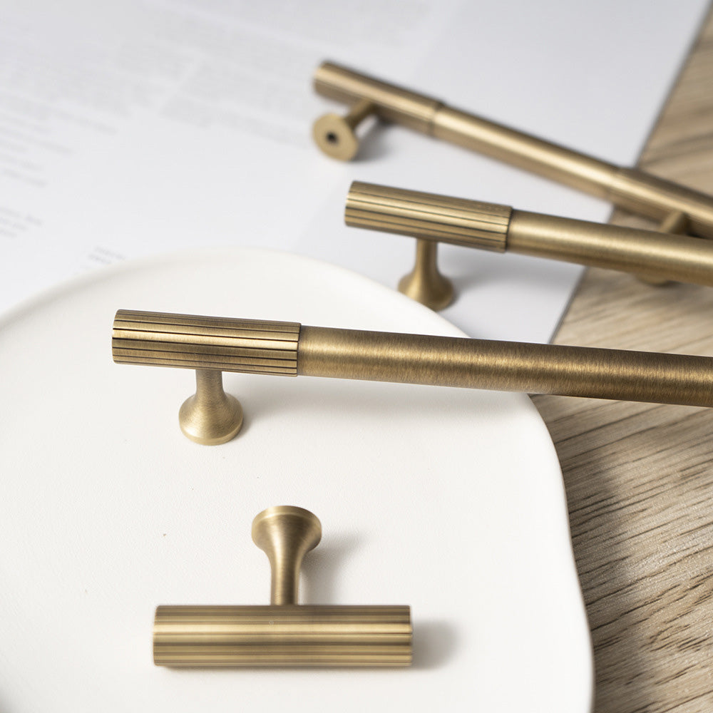 Fluted Metal Cabinet Pulls and Knobs for Kitchen Cabinets