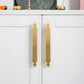 Gold Brass Cabinet Handles with Notched Flat Bar