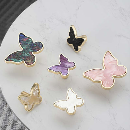 Butterfly Cabinet Knobs with Colored Insets