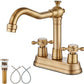 European Antique Two-hand Wheel 3 Hole Bathroom Faucet