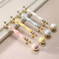 Colorful Ceramic Cabinet Pulls and Knobs with Gold-Tone Trim