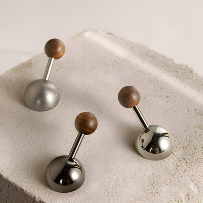 Modern Walnut & Zinc Alloy Cabinet Knobs & Wall Hooks