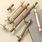 Wood and Brass Round Bar Cabinet Handles and Drawer Pulls