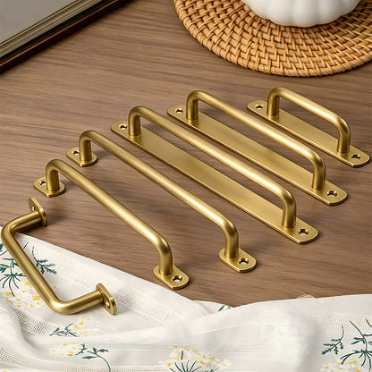Gold Brass Surface-Mount Cabinet Handles with Backplate Options