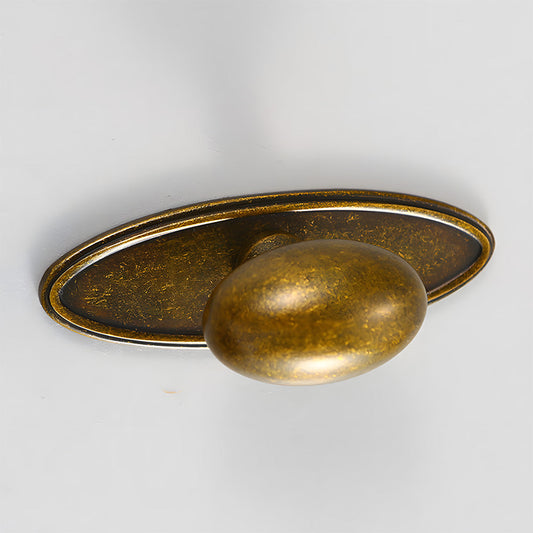 Antique  Solid Brass Oval Cabinet Knobs with Backplate