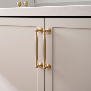 Brass Round Bar Cabinet Handles and Knobs for Wardrobes