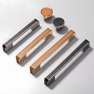 Textured Leather Inlay Cabinet Pulls and Knobs