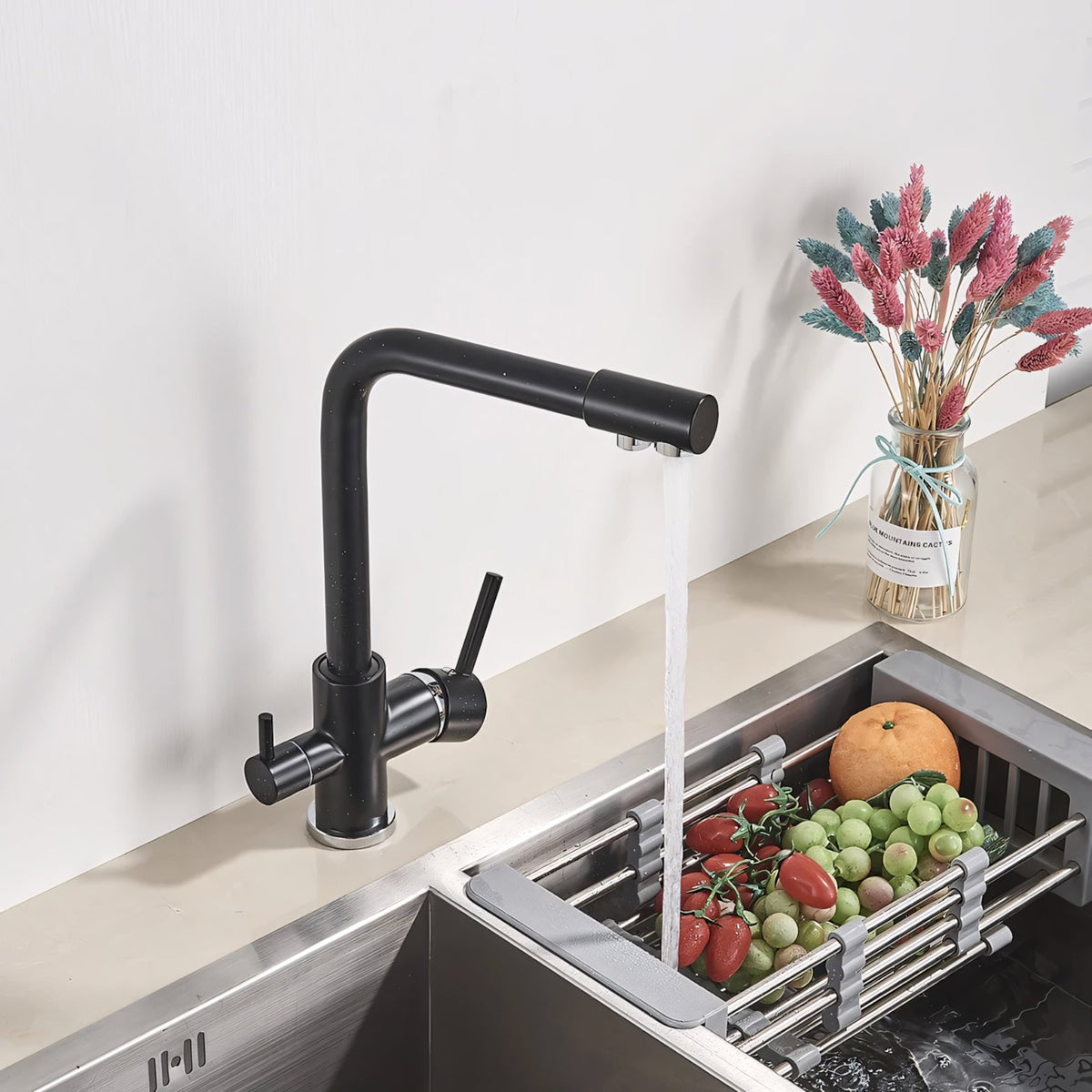 Selma Three-Way Kitchen Faucet with Filter Tap Reverse Osmosis Filters Compatible