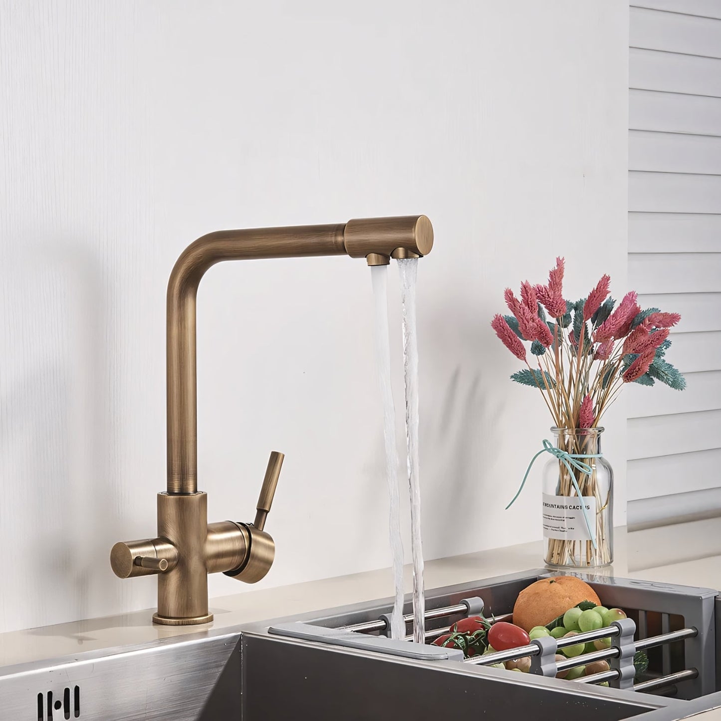 Selma Three-Way Kitchen Faucet with Filter Tap Reverse Osmosis Filters Compatible