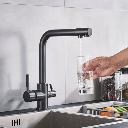Selma Three-Way Kitchen Faucet with Filter Tap Reverse Osmosis Filters Compatible