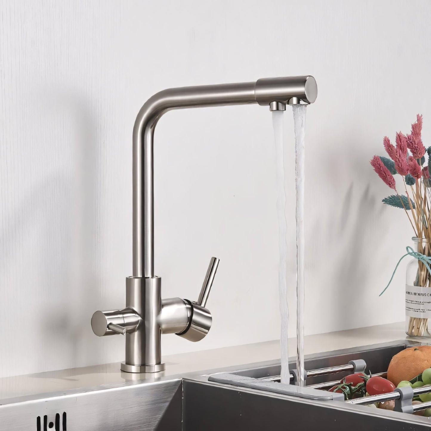 Selma Three-Way Kitchen Faucet with Filter Tap Reverse Osmosis Filters Compatible