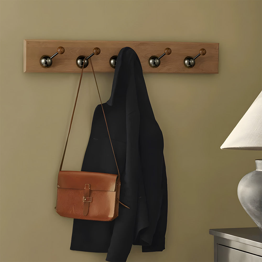 Modern Walnut & Zinc Alloy Cabinet Knobs & Wall Hooks
