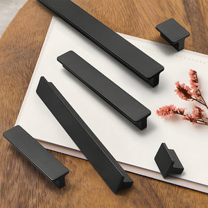 Matte Black Aluminum Alloy Kitchen Hardware Drawer Handles