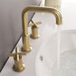 Three Hole Brushed Gold Widespread Waterfall Bathroom Faucet