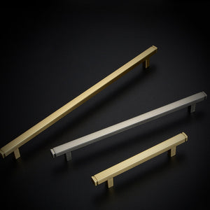 Brushed Square Cabinet Handles and Knobs, Zinc Alloy