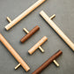 Wood and Brass Cabinet Pulls for Cabinets and Drawers