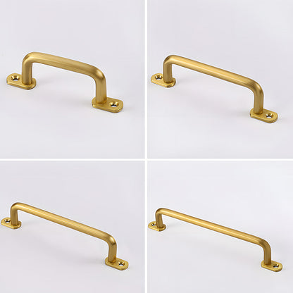 Gold Brass Surface-Mount Cabinet Handles with Backplate Options