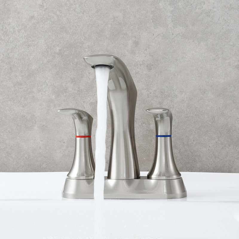 Space-Saving Modern 3-Hole Two-Handle Bathroom Sink Faucet