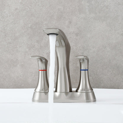 Space-Saving Modern 3-Hole Two-Handle Bathroom Sink Faucet