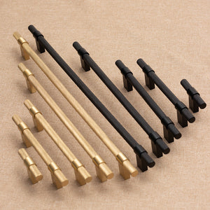 Black / Gold Knurled Round Bar Cabinet Pulls and Drawer Handles