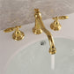 Double Handle Vintage Brass Bathroom Faucets For 3 Hole Sink