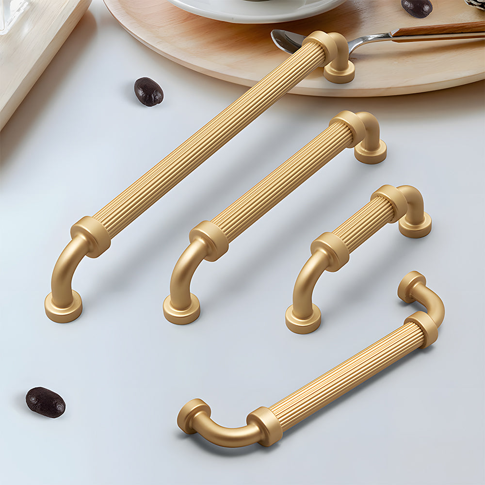 Gold French Stripe Cabinet Pulls and Drawer Handles