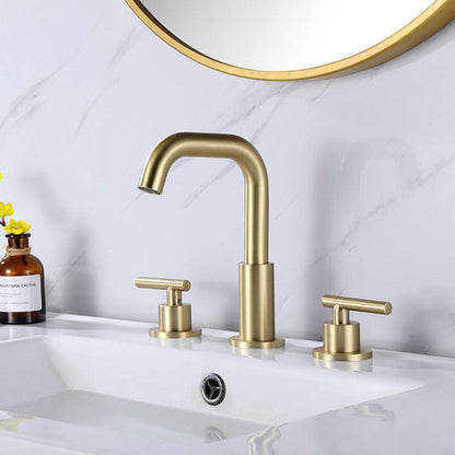 Uppsala 3-Hole Hot and Cold Bathroom Sink Faucet with 2-Mode Rotating Nozzle