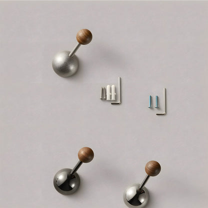 Modern Walnut & Zinc Alloy Cabinet Knobs & Wall Hooks